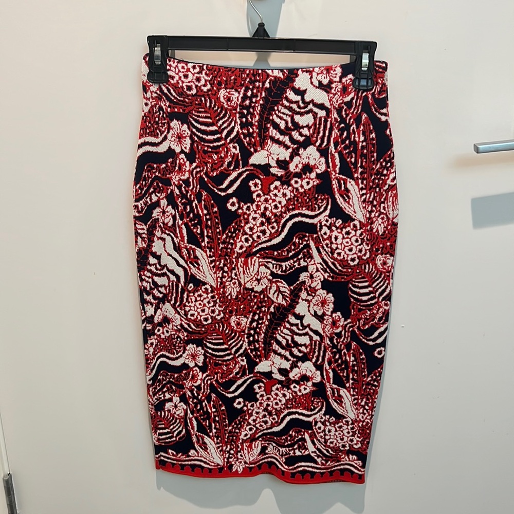 RACHEL by rachel roy red navy and white knit pencil skirt sz S